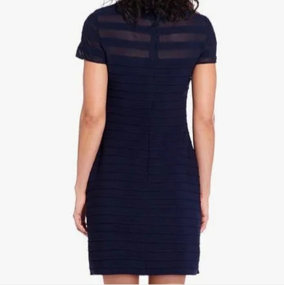Adrianna Papell Bodycon Navy Blue SS Banded Sheath Dress Sz 10 MSRP $159 - Picture 5 of 11